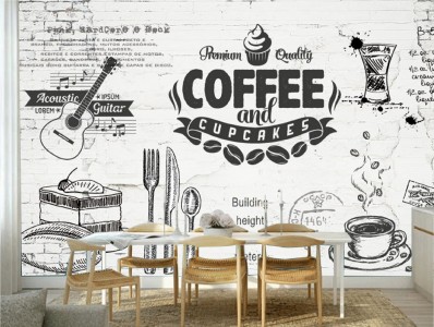 Tranh dán tường trang trí quán chữ Coffee