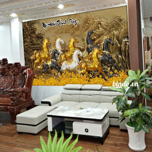 Tranh tường mã đáo thành công mạ vàng Tranh tường mã đáo thành công mạ vàng