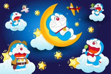 Tranh hoạt hình Doraemon trên cung trăng