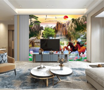 Tranh mã đáo thành công đàn ngưa phi trên nước và núi cao Tranh mã đáo thành công đàn ngưa phi trên nước và núi cao