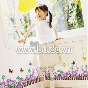 Decal dán tường Decal hoa tím bên hàng rào dán chân tường phòng khách, phòng ngủ, phòng bé đẹp dài 2,2 mét Decal dán tường Decal hoa tím bên hàng rào dán chân tường phòng khách, phòng ngủ, phòng bé đẹp dài 2,2 mét