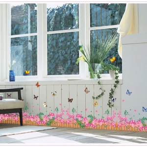 Decal dán tường Chân tường hồng