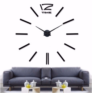 Decal dán tường Đồng hồ nét gạch khổ lớn màu đen