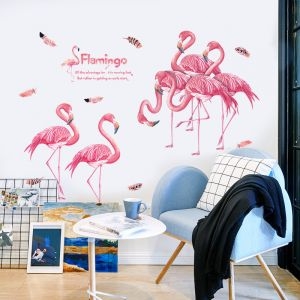 Decal dán tường 6 con Hồng hạc 1