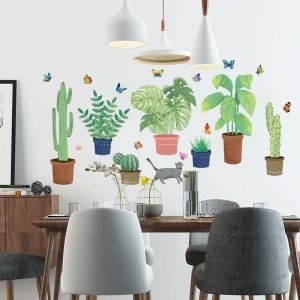 Decal dán tường Decal dán tường 7 chậu cây xanh, có sẵn keo, trang trí phòng khách, đẹp tại TPHCM Decal dán tường Decal dán tường 7 chậu cây xanh, có sẵn keo, trang trí phòng khách, đẹp tại TPHCM