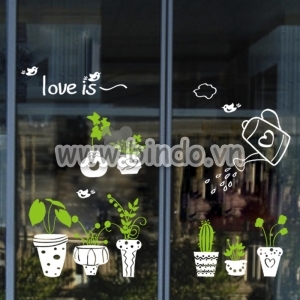 Decal dán tường 8 chậu cây xanh 2