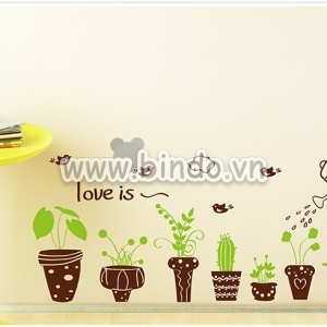 Decal dán tường 8 chậu cây xanh 1