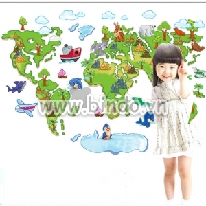 Decal dán tường Decal Bản đồ thế giới trang trí phòng bé đẹp, dán 2 mặt có sẵn keo, đẹp tại TPHCM Decal dán tường Decal Bản đồ thế giới trang trí phòng bé đẹp, dán 2 mặt có sẵn keo, đẹp tại TPHCM
