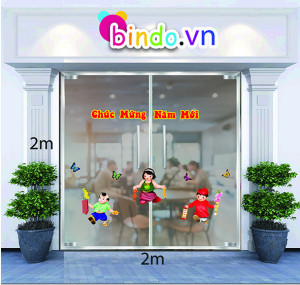 Decal dán tường Trang trí tết Bé chơi ngày xuân Decal dán tường Trang trí tết Bé chơi ngày xuân