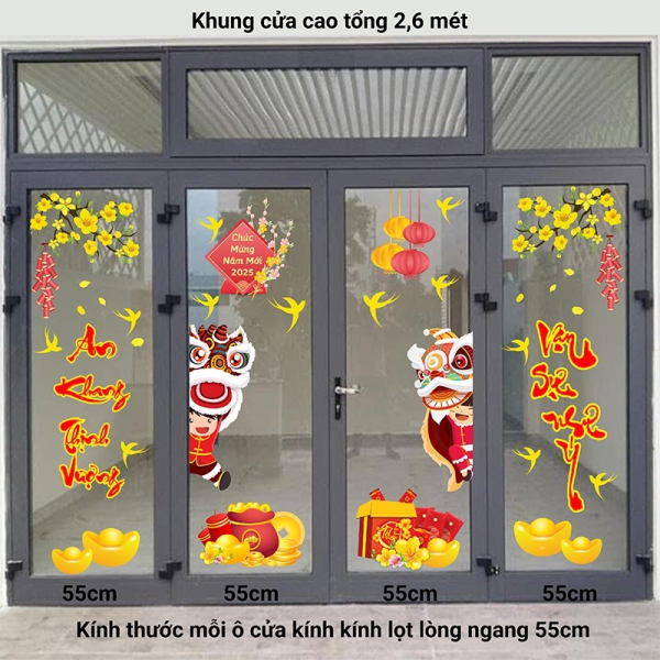 Decal dán tường Bé múa lân đón xuân Ất Tỵ 2025 Decal dán tường Bé múa lân đón xuân Ất Tỵ 2025