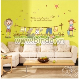 Decal dán tường Decal dán tường bé phơi đồ 2, kiểu hàn quốc, phòng bé, mới nhất giá rẻTPHCM Decal dán tường Decal dán tường bé phơi đồ 2, kiểu hàn quốc, phòng bé, mới nhất giá rẻTPHCM