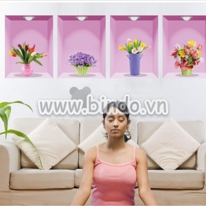 Decal dán tường Bình hoa nghệ thuật 3D số 2