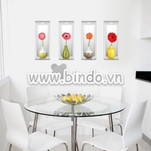 Decal dán tường Bình hoa nghệ thuật 3D số 3