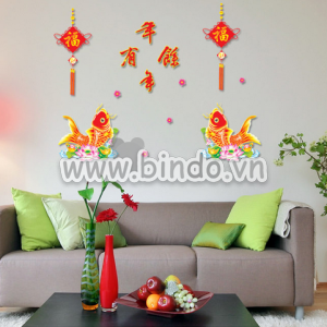 Decal dán tường Cá chép đón tết - xuân