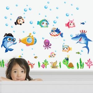 Decal dán tường Decal cá đại dương 7 hàn quốc dán lớp học mầm non Decal dán tường Decal cá đại dương 7 hàn quốc dán lớp học mầm non