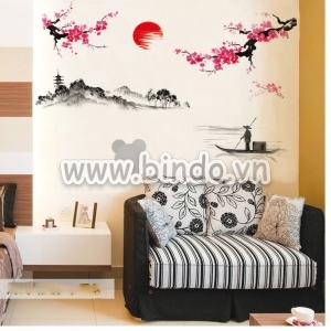 Decal dán tường Cành đào 9 (thuyền và núi) Decal dán tường Cành đào 9 (thuyền và núi)