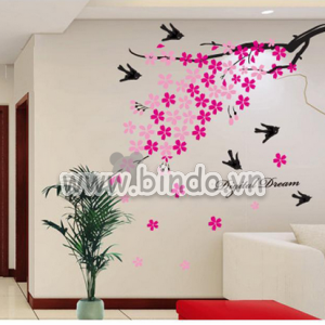 Decal dán tường Hoa đào, cành đào hồng 1