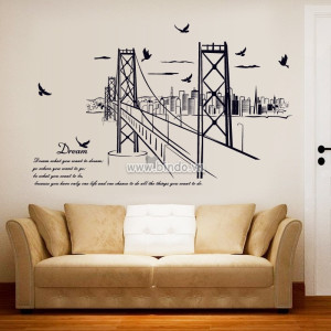 Decal dán tường Cây cầu và Thành phố