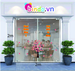 Decal dán tường Cây đào mùa xuân Decal dán tường Cây đào mùa xuân