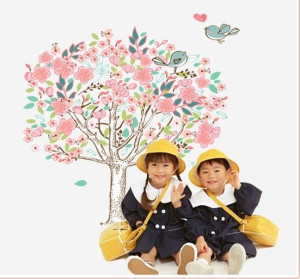 Decal dán tường Cây hoa hồng