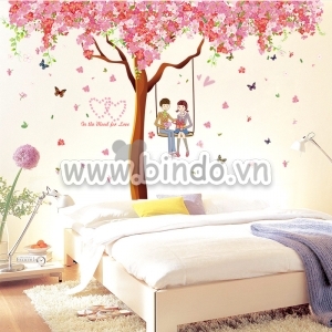 Decal dán tường Cây hồng tình yêu