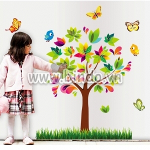 Decal dán tường Cây mùa xuân 2D size nhỏ
