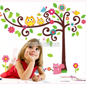 Decal dán tường Decal dán tường cây nhà cú 4, kiểu hàn quốc, trường mầm non, ở TPHCM Decal dán tường Decal dán tường cây nhà cú 4, kiểu hàn quốc, trường mầm non, ở TPHCM