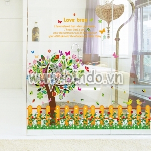 Decal dán tường Cây sắc màu