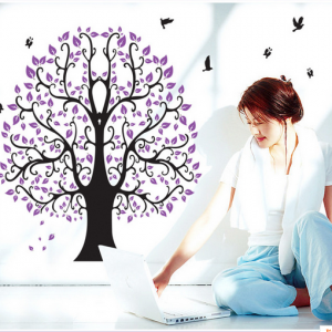 Decal dán tường Cây tím to