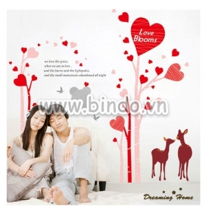 Decal dán tường Decal dán tường cây trái tim đỏ, có sẵn keo, trang trí phòng khách, TPHCM Decal dán tường Decal dán tường cây trái tim đỏ, có sẵn keo, trang trí phòng khách, TPHCM