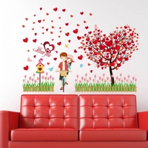 Decal dán tường Decal dán cây trái tim tình yêu, phong cách hàn quốc, trang trí phòng ngủ, tại TPHCM khổ nhỏ 1,05 x 0,78 (m) (dài x rộng)
