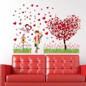 Decal dán tường Decal cây trái tim tình yêu dán phòng ngủ, trang trí quán Decal dán tường Decal cây trái tim tình yêu dán phòng ngủ, trang trí quán