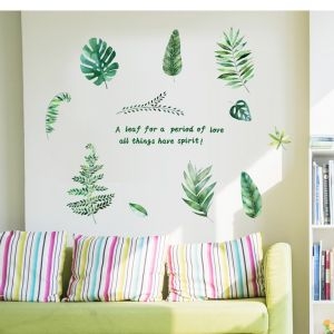 Decal dán tường Decal lá nhiệt đới xanh trang trí dán phòng ngủ quán Decal dán tường Decal lá nhiệt đới xanh trang trí dán phòng ngủ quán