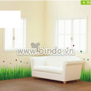 Decal dán tường Decal dán tường chân tường cỏ xanh, màu xanh, dán chân tường phòng ngủ, 1,4 x 0,4 (m) (dài x rộng) TPHCM