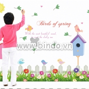 Decal dán tường Decal hàng rào chim non, màu xanh dán phòng bé lớp mầm non Decal dán tường Decal hàng rào chim non, màu xanh dán phòng bé lớp mầm non
