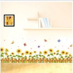 Decal dán tường Chân tường hoa hướng dương 3