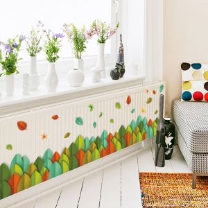 Decal dán tường Chân tường lá sắc màu