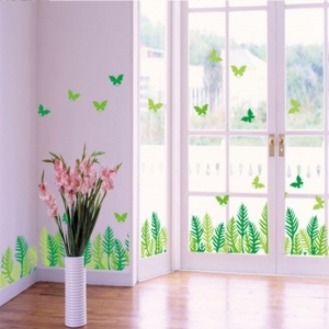 Decal dán tường Decal chân tường chân tường lá xanh và bướm Decal dán tường Decal chân tường chân tường lá xanh và bướm