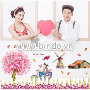 Decal dán tường Decal tình nhân xe đạp hàng rào dán chân tường cầu thang Decal dán tường Decal tình nhân xe đạp hàng rào dán chân tường cầu thang