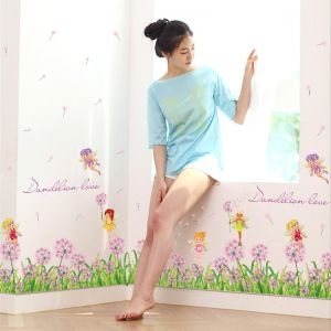 Decal dán tường Chân tường bồ công anh