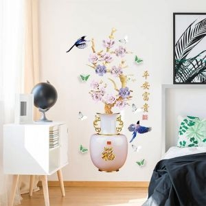 Decal dán tường Chậu hoa đào