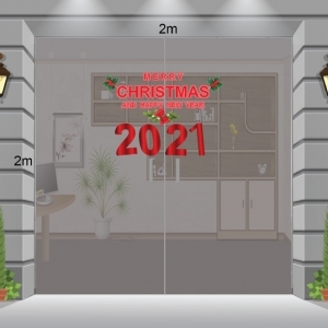 Decal dán tường Chữ Merry Christmas and Happy new year 2021