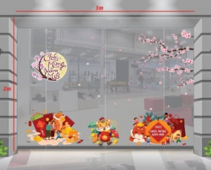 Decal dán tường Combo decal tết T21 Decal dán tường Combo decal tết T21