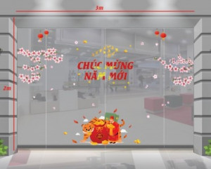 Decal dán tường Combo decal tết T22 Decal dán tường Combo decal tết T22