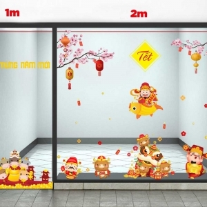 Decal dán tường Combo tết T15 - Thần tài vui xuân bên trâu vàng 2021 Decal dán tường Combo tết T15 - Thần tài vui xuân bên trâu vàng 2021