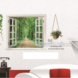 Decal dán tường Khung cửa sổ 3D 1 Decal dán tường Khung cửa sổ 3D 1