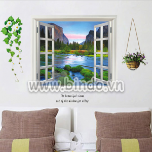 Decal dán tường Khung cửa sổ 3D 3 Decal dán tường Khung cửa sổ 3D 3