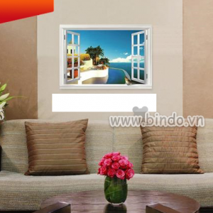 Decal dán tường Khung cửa sổ 3D 4 Decal dán tường Khung cửa sổ 3D 4