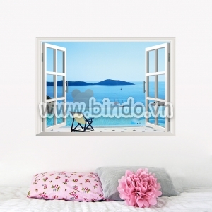 Decal dán tường Cửa sổ biển lặng Decal dán tường Cửa sổ biển lặng