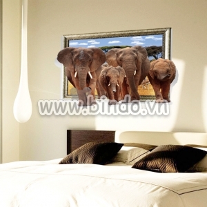 Decal dán tường Cửa sổ voi 3d 2 decal dán tường, phòng khách, có sẵn keo dán 2 mặt, giá rẻ tại TPHCM Decal dán tường Cửa sổ voi 3d 2 decal dán tường, phòng khách, có sẵn keo dán 2 mặt, giá rẻ tại TPHCM